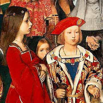 Erasmus of Rotterdam visiting the children of Henry VII at Eltham Palace in 1499 and presenting Prince Henry with a written tribute.